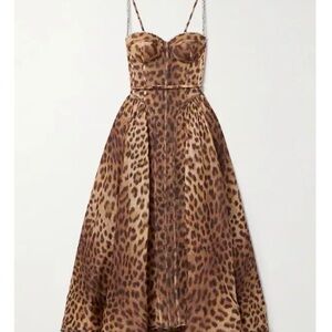 Zimmermann Crush Panelled Leopard Midi Dress